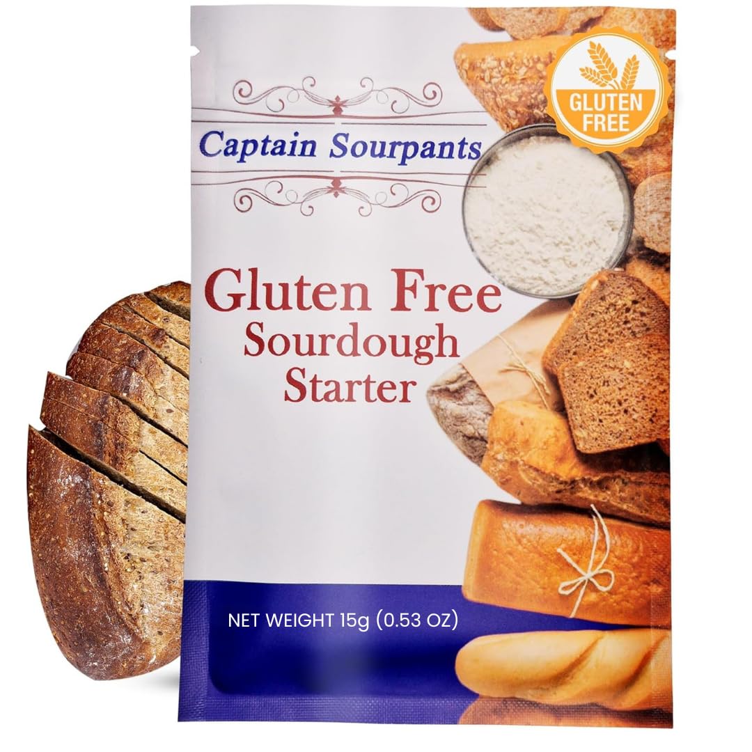 Gluten Free Sourdough Starter - 100+ Year Old Dehydrated Heirloom Style Sourdough Starter Kit for Sourdough Bread, Pizza, Buns, Pancakes, Muffins |