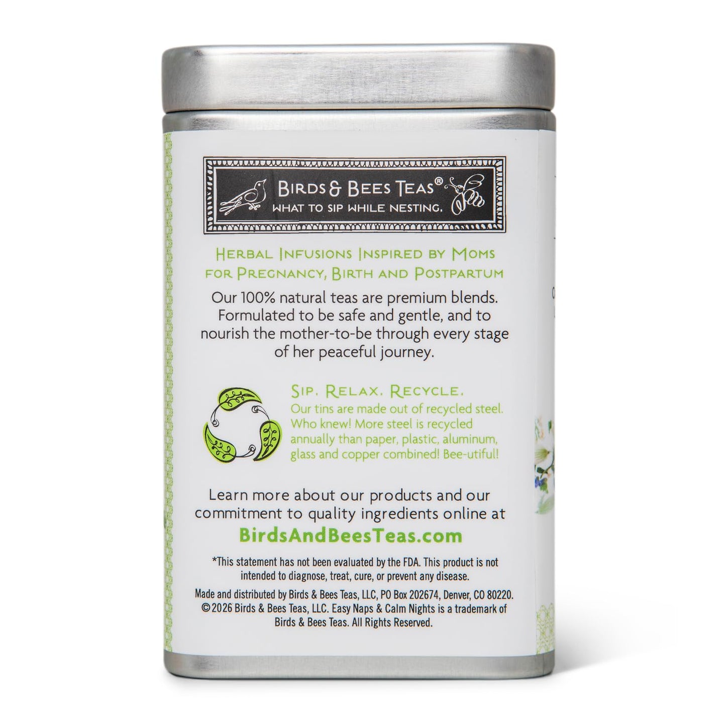 Birds & Bees Teas - Bedtime Tea for Easy Naps & Calm Nights Pregnancy Tea Our Loose Leaf Blend is for the whole Family, 30 Servings, 2.0 oz