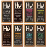 HU Dark Chocolate Bars Variety Pack, 8 Count - Simple, Salty, Cashew Buter Raspberry, Hazelnut Btr, Cashew Bttr & Vanilla Bean, Almond Butter & Puffed