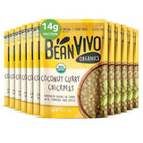 BeanVIVO (Pack of 12) Organics 14g Plant based Protein Coconut Curry Chickpeas - Good Source of Fiber - Nutritious & Microwave Meal - Gluten-Free