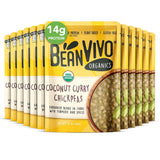 BeanVIVO (Pack of 12) Organics 14g Plant based Protein Coconut Curry Chickpeas - Good Source of Fiber - Nutritious & Microwave Meal - Gluten-Free