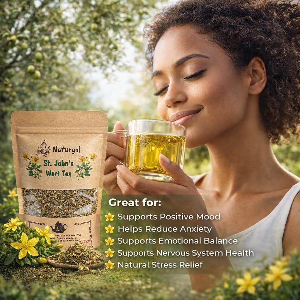 Naturyol St Johns Wort Tea,St Johns Wort Tea, Premium Dried Hypericum Perforatum (Loose Leaf), Naturally Caffeine-Free Herbal Tea,Pure, Clean