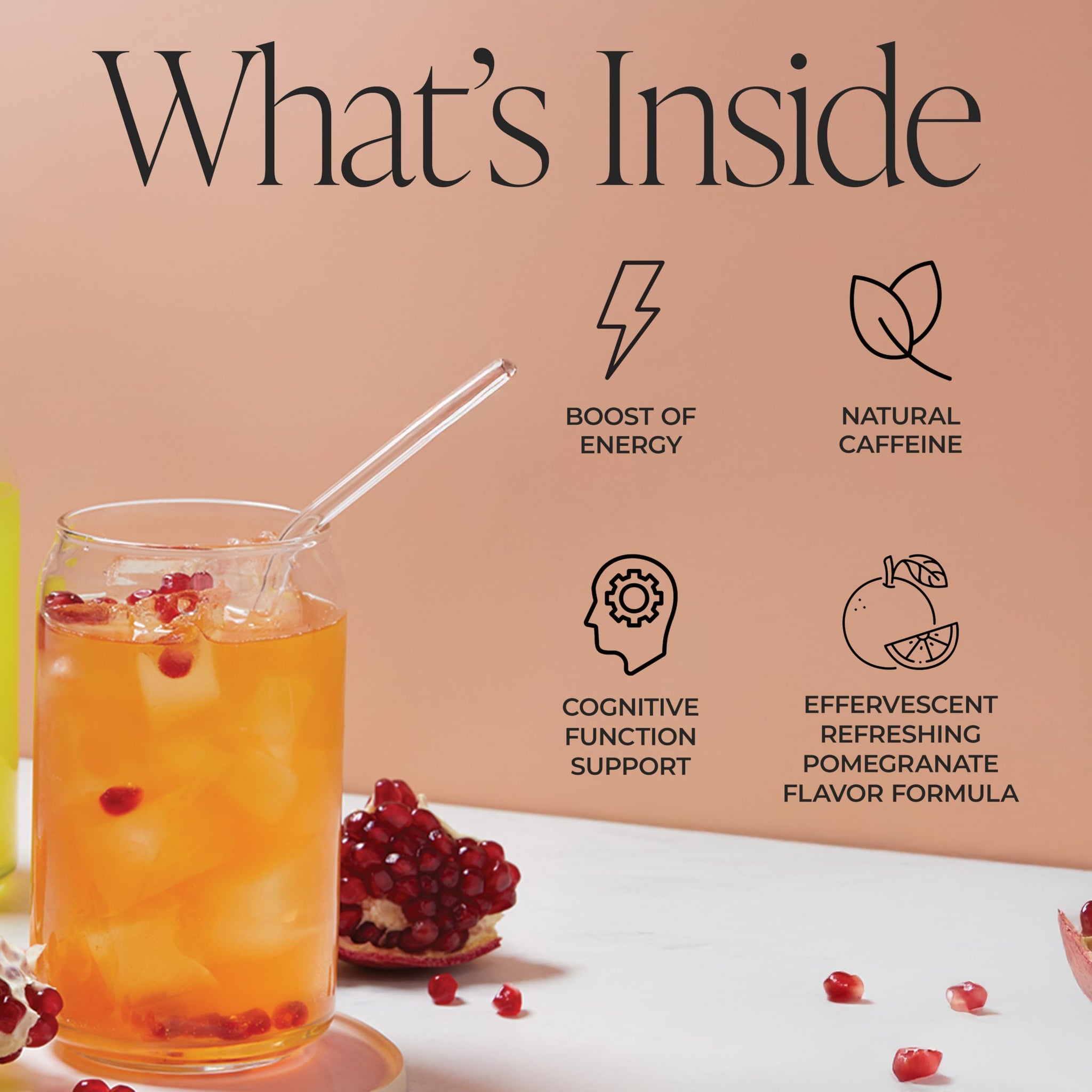 Arbonne Ginseng Energy Supplements - PomegranateFlavor Fizz Sticks, Energy Boost with Caffeine Powder from Guarana and Green Tea, Delicious