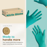 SUP Powder-Free Nitrile Gloves, 100 Count Food Safe Latex-Free Disposable Gloves for Medical Cooking Cleaning Food Prep, Teal (Medium)