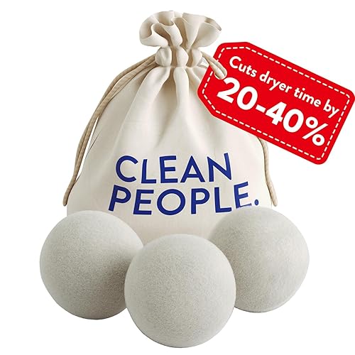 The Clean People 100% New Zealand Wool Dryer Balls - 3 Pack - for Laundry, Fabric Softening, Anti Static, No Lint, Odorless and Reusable