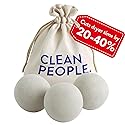 The Clean People 100% New Zealand Wool Dryer Balls - 3 Pack - for Laundry, Fabric Softening, Anti Static, No Lint, Odorless and Reusable
