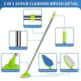 JDNOZW 2 in 1 Scrub Cleaning Brush with 37” Long Extendable Handle,1 Stiff Bristle and 3 Sponge Brushes, Lightweigh Detachable Shower Scrubber
