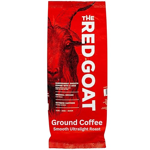 The Red Goat Ground Coffee Beans [16 OZ] | Highest-Caffeine on the Market | 1 Cup = 6 Average Cups of Coffee | 17,000 UG/G Caffeine