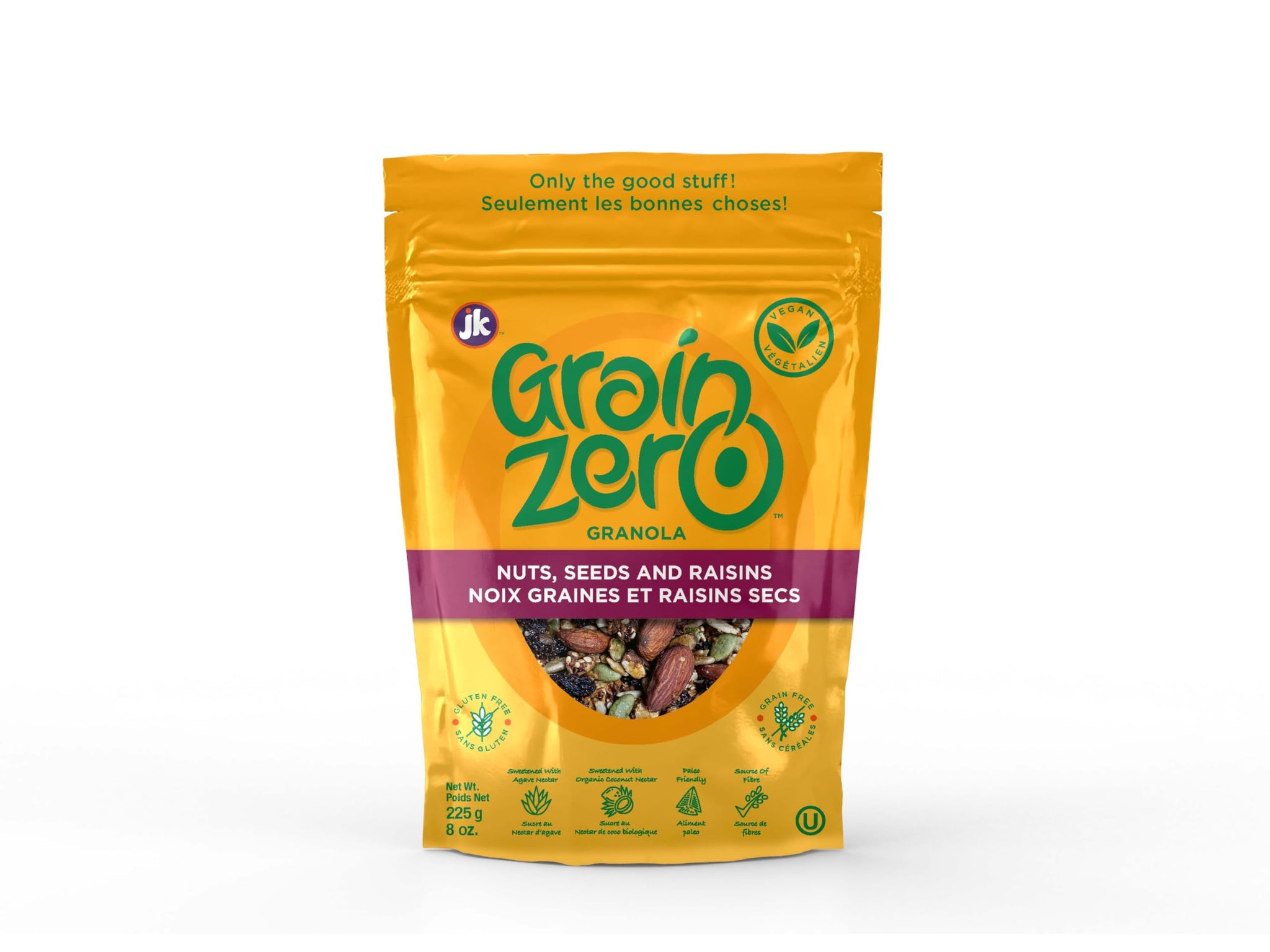 Grain Zero Granola Vegan Nuts, Seeds and Raisins, Gluten Free, 8 Ounce (Pack of 1)