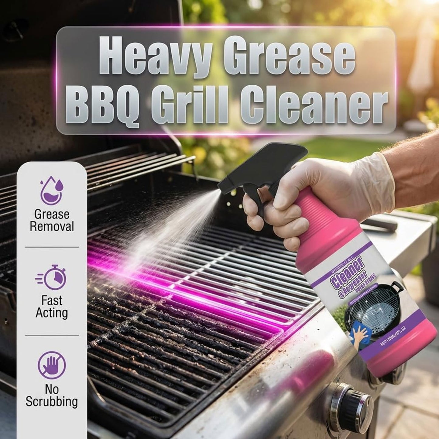 0BtunkIMQH Fast Acting Heavy Duty Grill Degreaser Spray, 2026 Upgrade BBQ Grill Cleaner, Multi-Functional Stubborn Grease Smoky Stains Remover