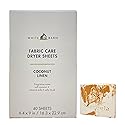 Bath & Body Works Coconut Linen Fabric Care Dryer Sheets - Box of 40 sheets - with a Peach Gardenia Sample Soap