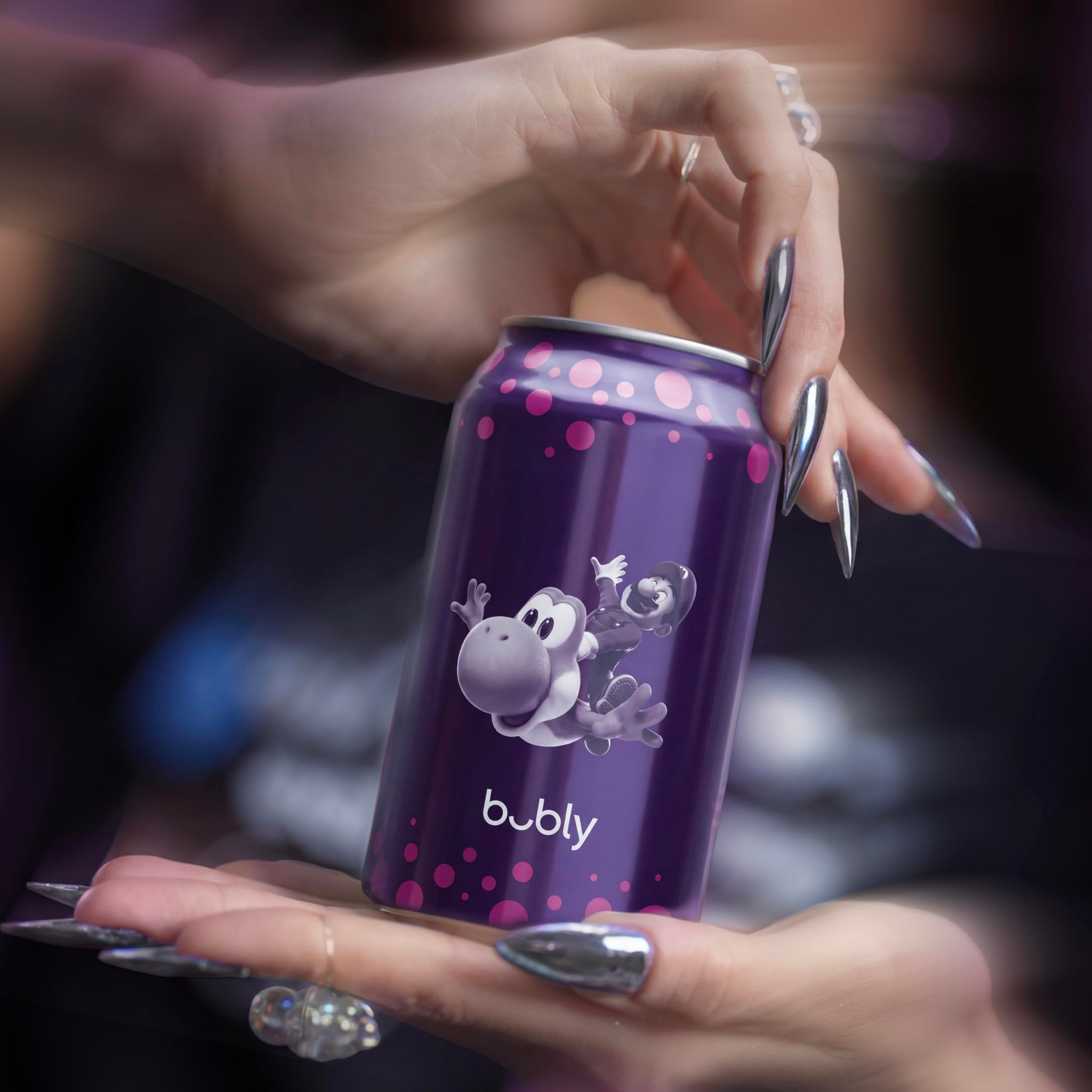 bubly Sparkling Water, The Super Mario Galaxy Movie Blackberry, Zero Sugar & Zero Calories, 12 Fl Oz Cans (Pack of 8), Packaging May Vary
