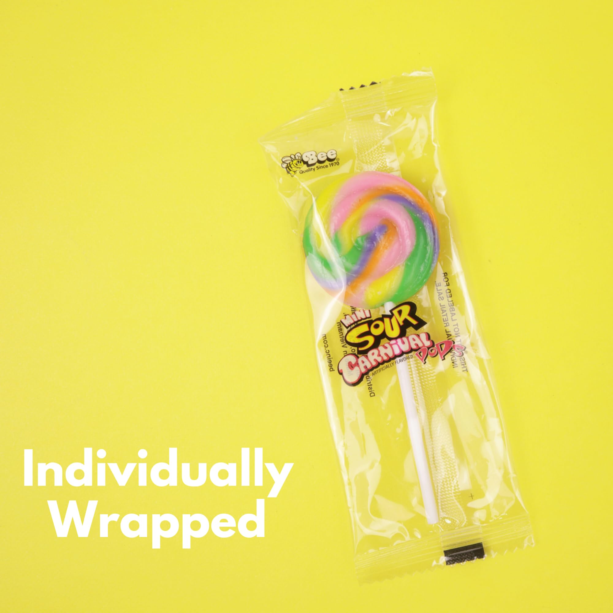 Mini Sour Swirl Lollipops, Individually Wrapped Candy, Party Favors, Bulk Pack, 14 Count
