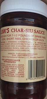 LUM'S Hawaiian Char-Siu (Sweet Roast Pork) BBQ Sauce Since 1955 - Chinese Char Grill Barbecue Marinade for Beef, Rib, Pork, Chicken & Duck, 11oz
