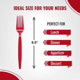 Blue Orchards Red Plastic Forks (24 Pack) - Vibrant Red Disposable Party Forks, Lightweight Durable Plastic Cutlery for Birthday, Halloween