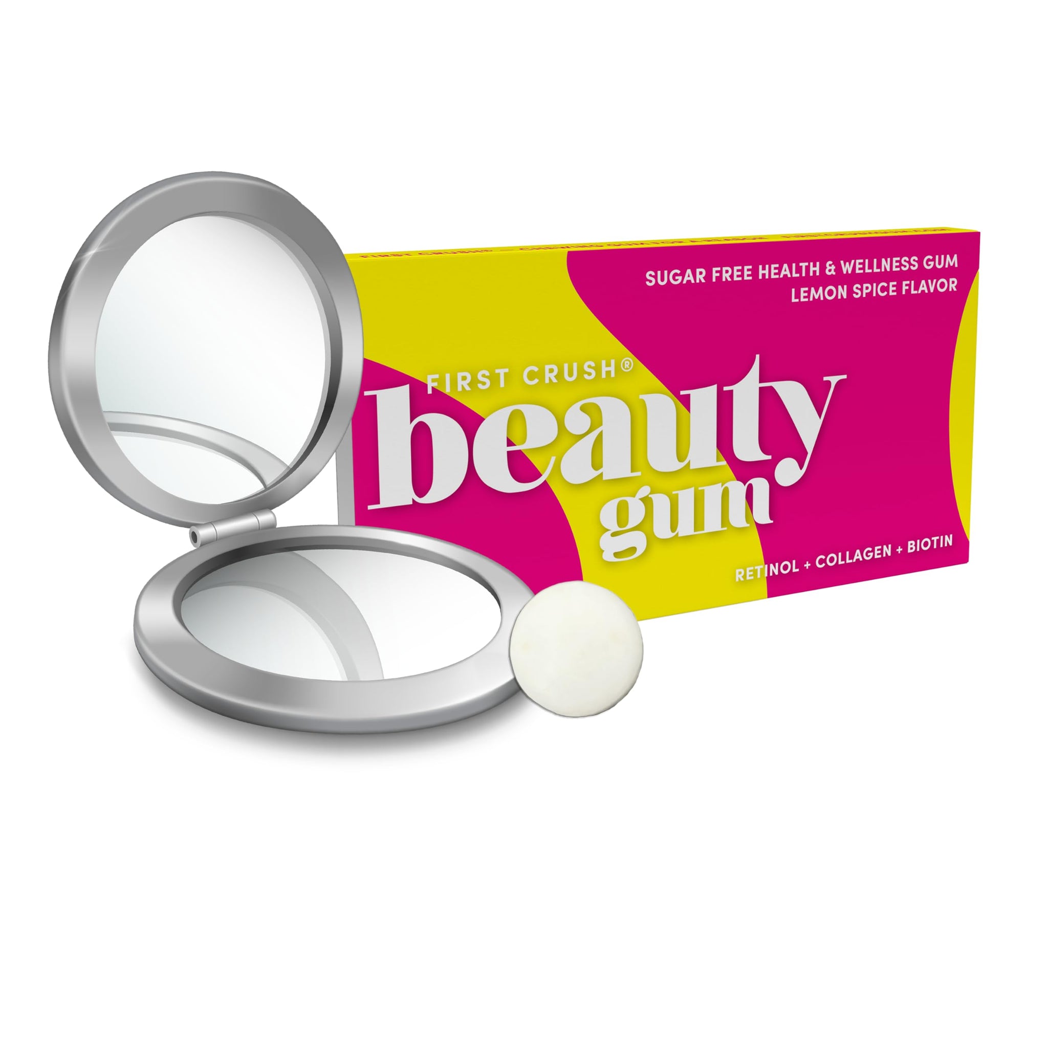 First Crush Beauty Gum | Health & Wellness Gum with Collagen, Biotin, Retinol & Vitamins | Sugar Free