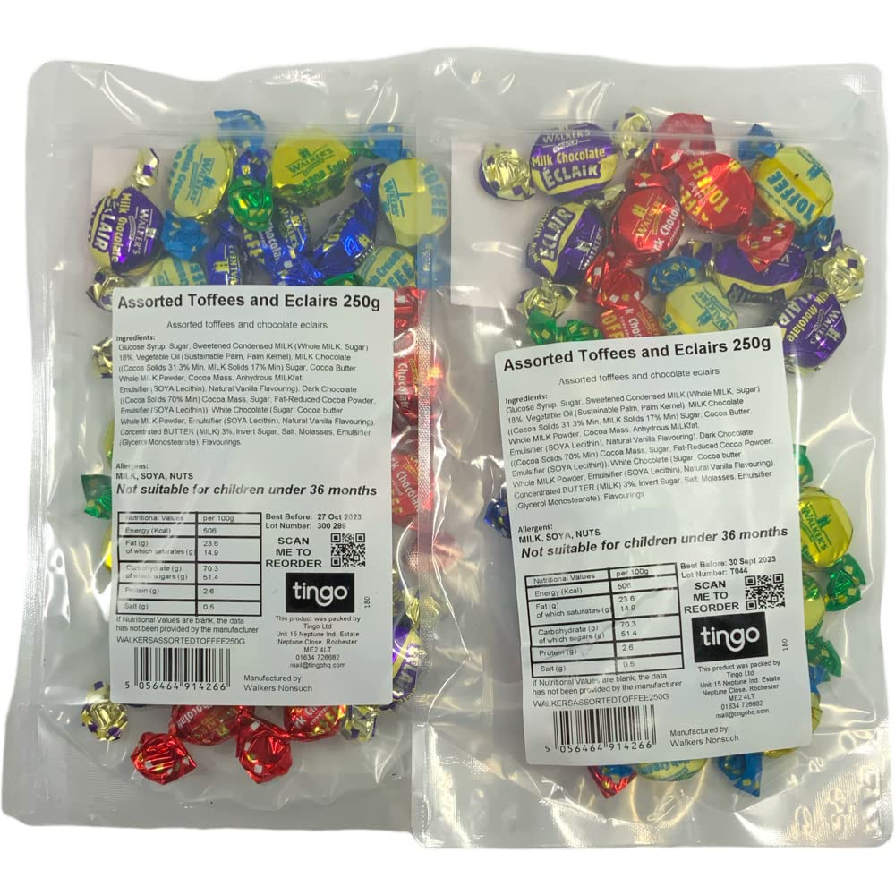 WALKERS NONSUCH TOFFEE Walker's Nonsuch Assorted Toffees & Eclairs 500g