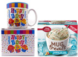 Happy Birthday Mug In Gift Box with 4 Mug Cake Mix Pouches Bundle (Confetti)