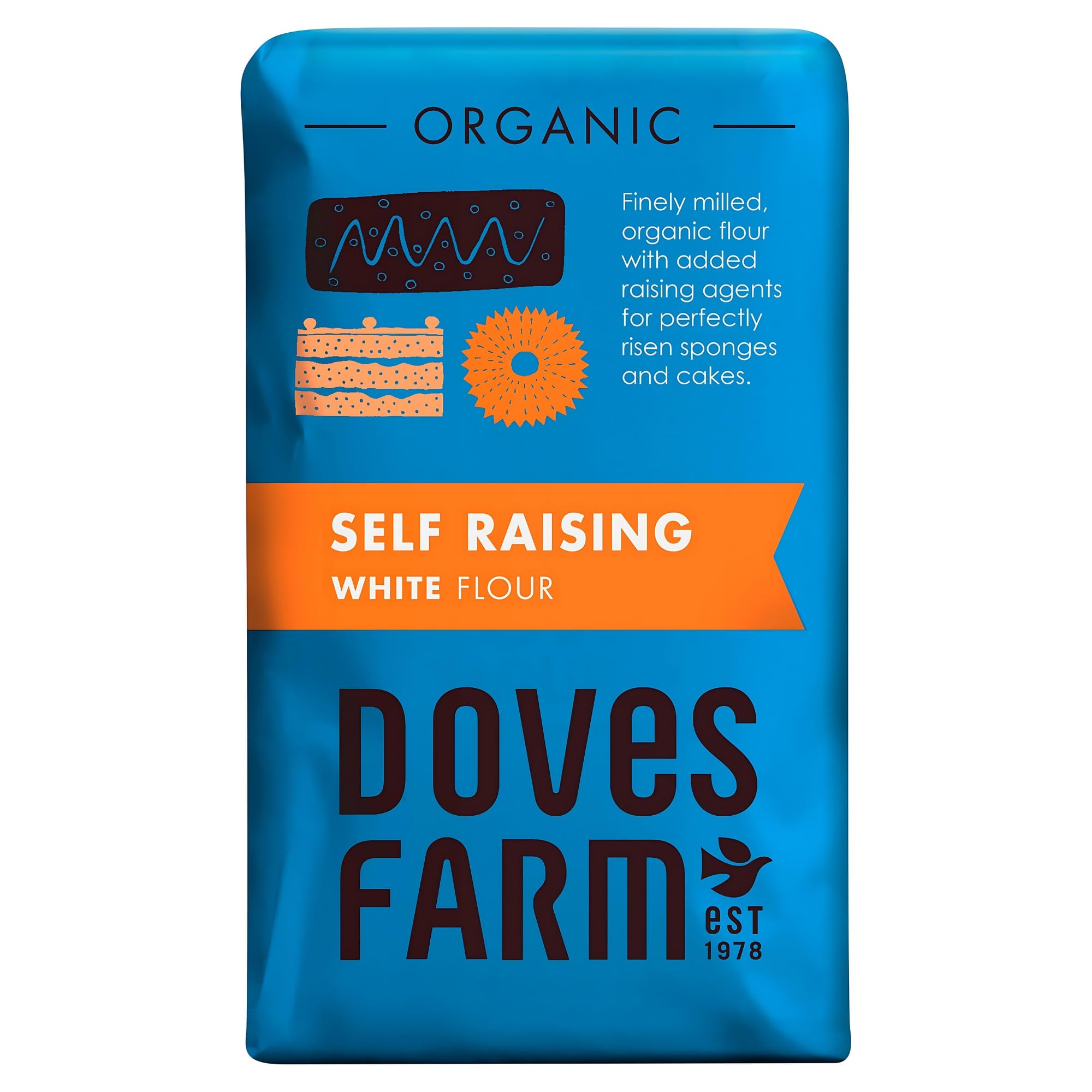 Doves Farm Organic Self Rising Flour 2.2 lb (1 kg) - Kosher & Vegan Friendly British Self Raising White Flour for Baking | Ideal for Cakes, Dessert