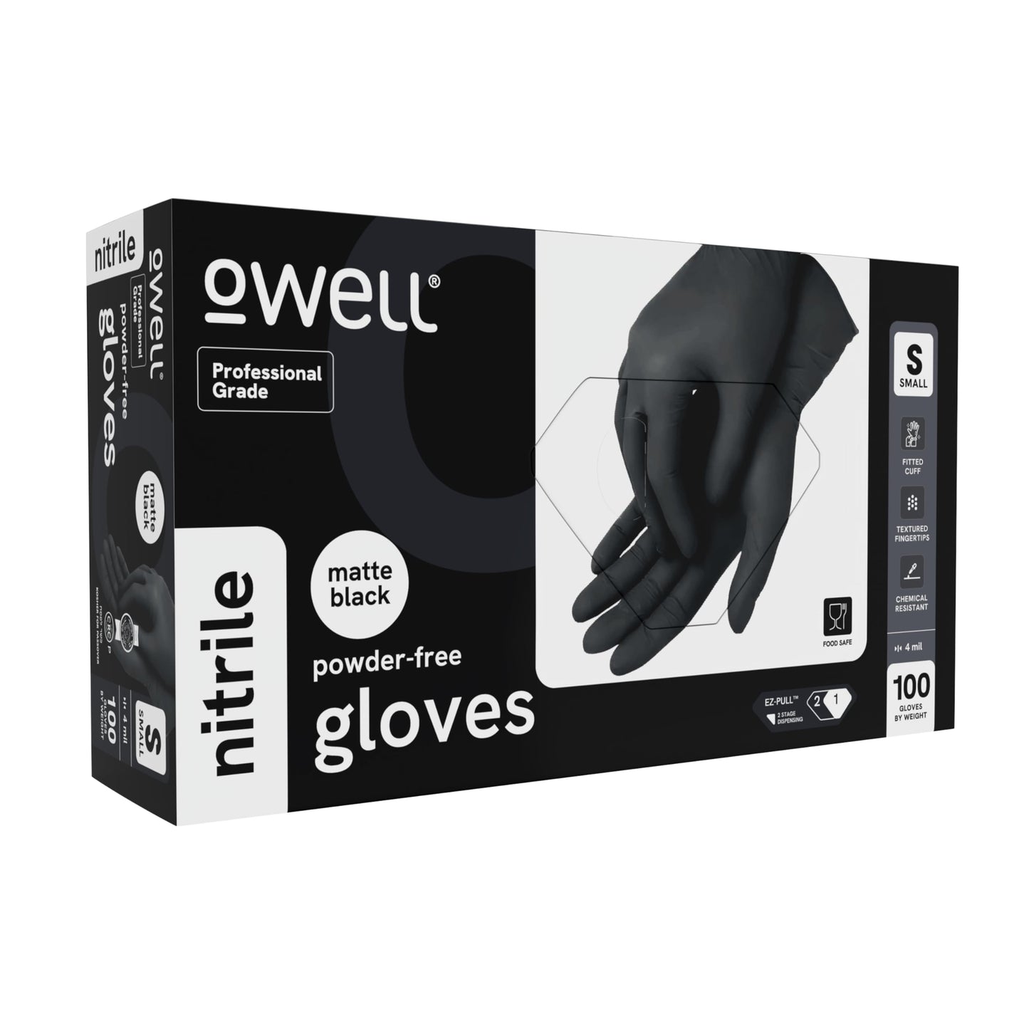 OWELL® Professional Grade Black Disposable Nitrile Gloves MEDIUM, 100 ct - 4 Mil Food Safe, Medical Exam, Powder-Free, Latex-Free, Chemical Resistant