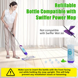 Power Mop Refillable Bottle for Swiffer PowerMop, Empty Reusable Bottle for Power Mop, 26 FL OZ Leak-Proof HDPE Solution Container with 5 Silicone