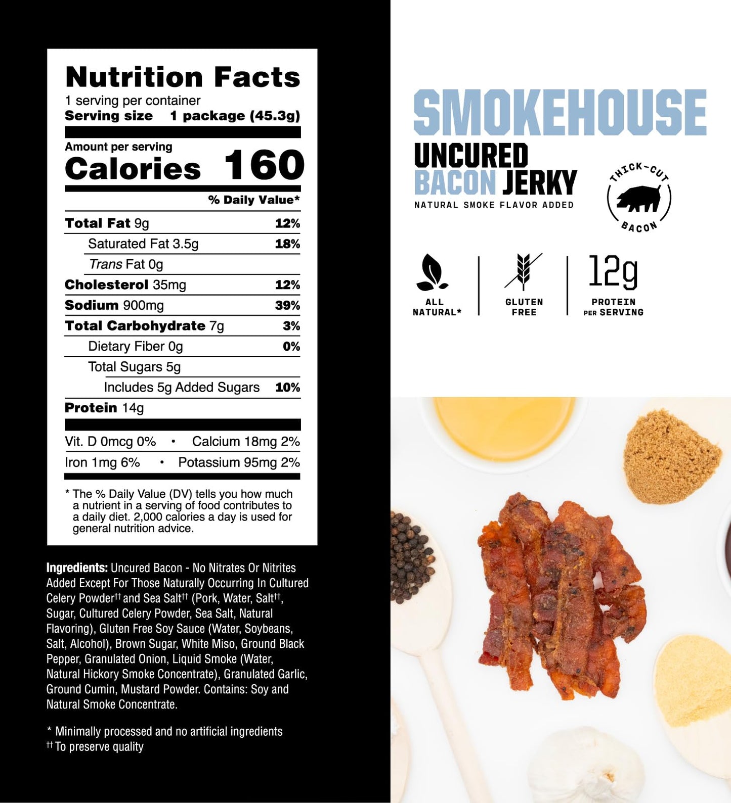 SAVAGE Bacon Jerky Variety - Sizzlin Maple, Bourbon Glaze, Smokehouse, Sgt. Pepper (Pack of 4) - Gluten Free, High Protein, Low Calorie