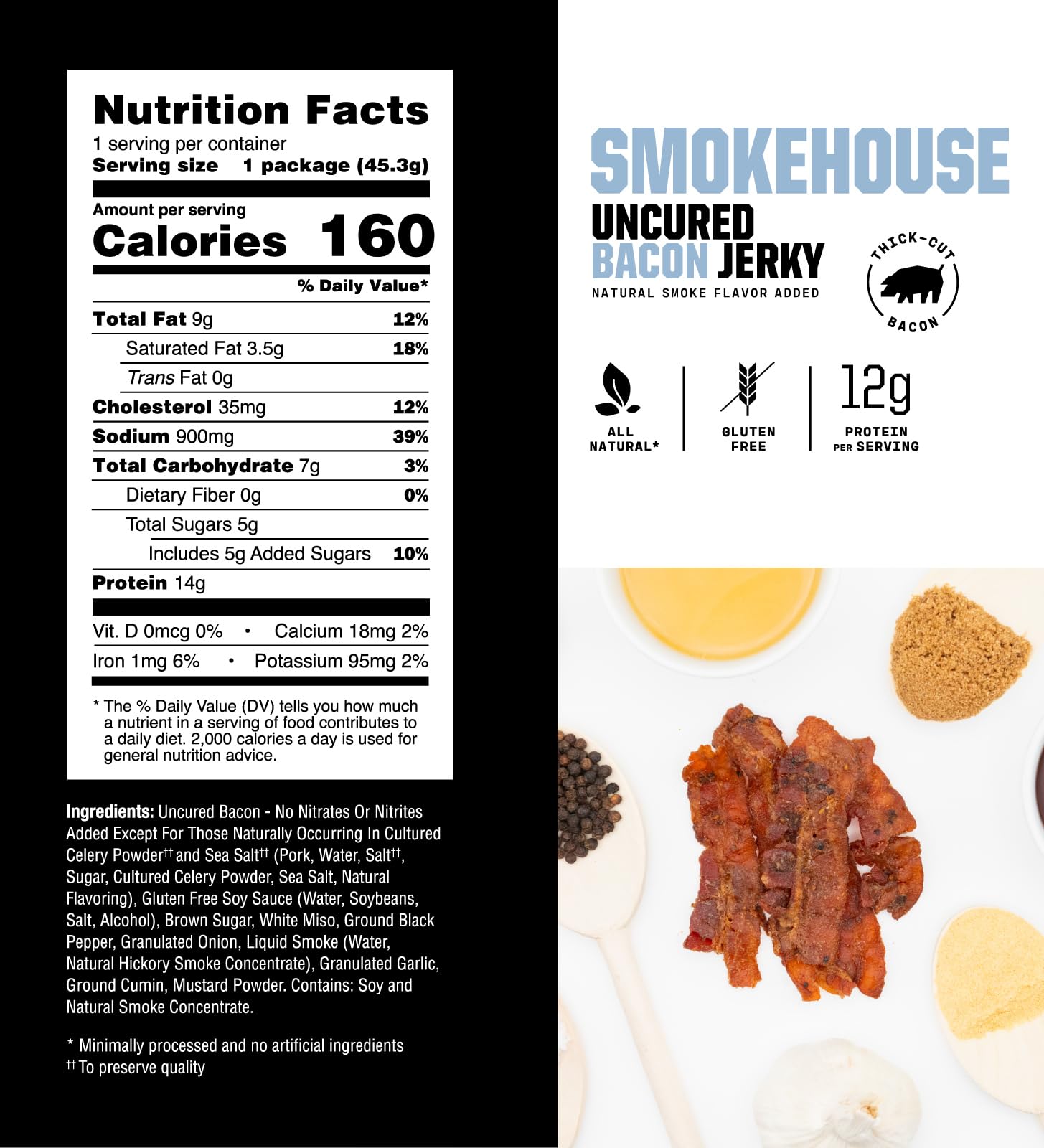 SAVAGE Bacon Jerky Variety - Sizzlin Maple, Bourbon Glaze, Smokehouse, Sgt. Pepper (Pack of 4) - Gluten Free, High Protein, Low Calorie