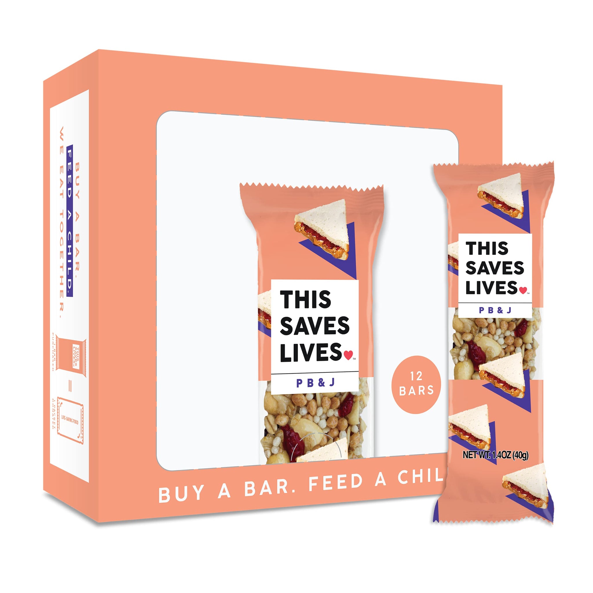 This Bar Saves Lives., Granola Bars Peanut Butter Jelly, 1.4 Oz, 12 Pack