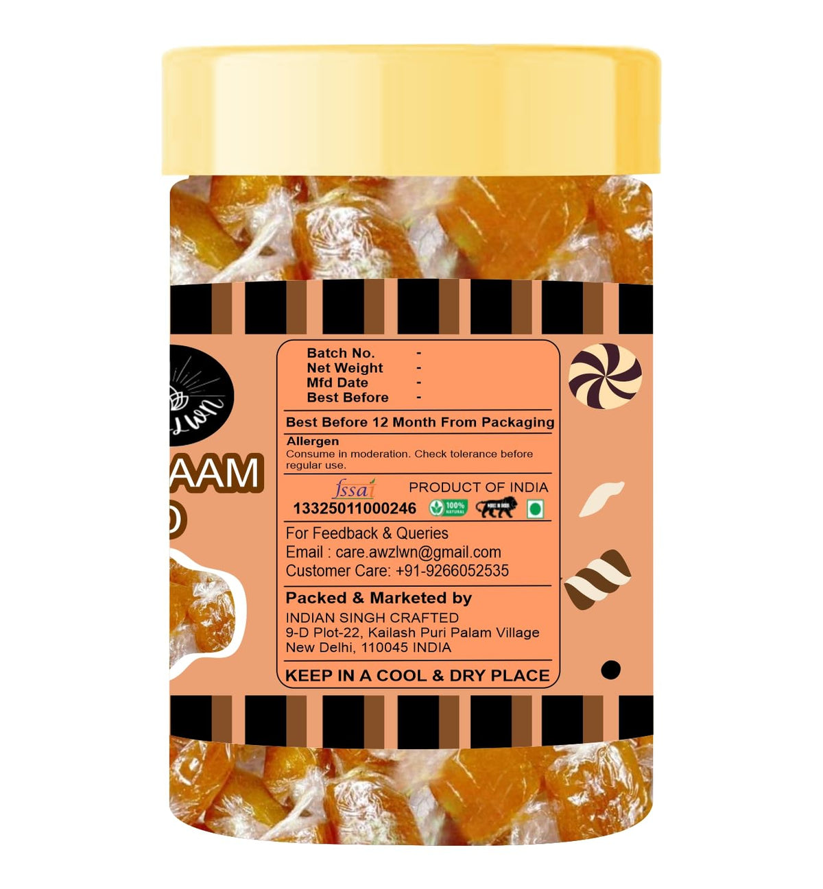 Awzlwn Indian Taste Candy (5.29 OZ / 150 GM, Meetha Aam Papad)