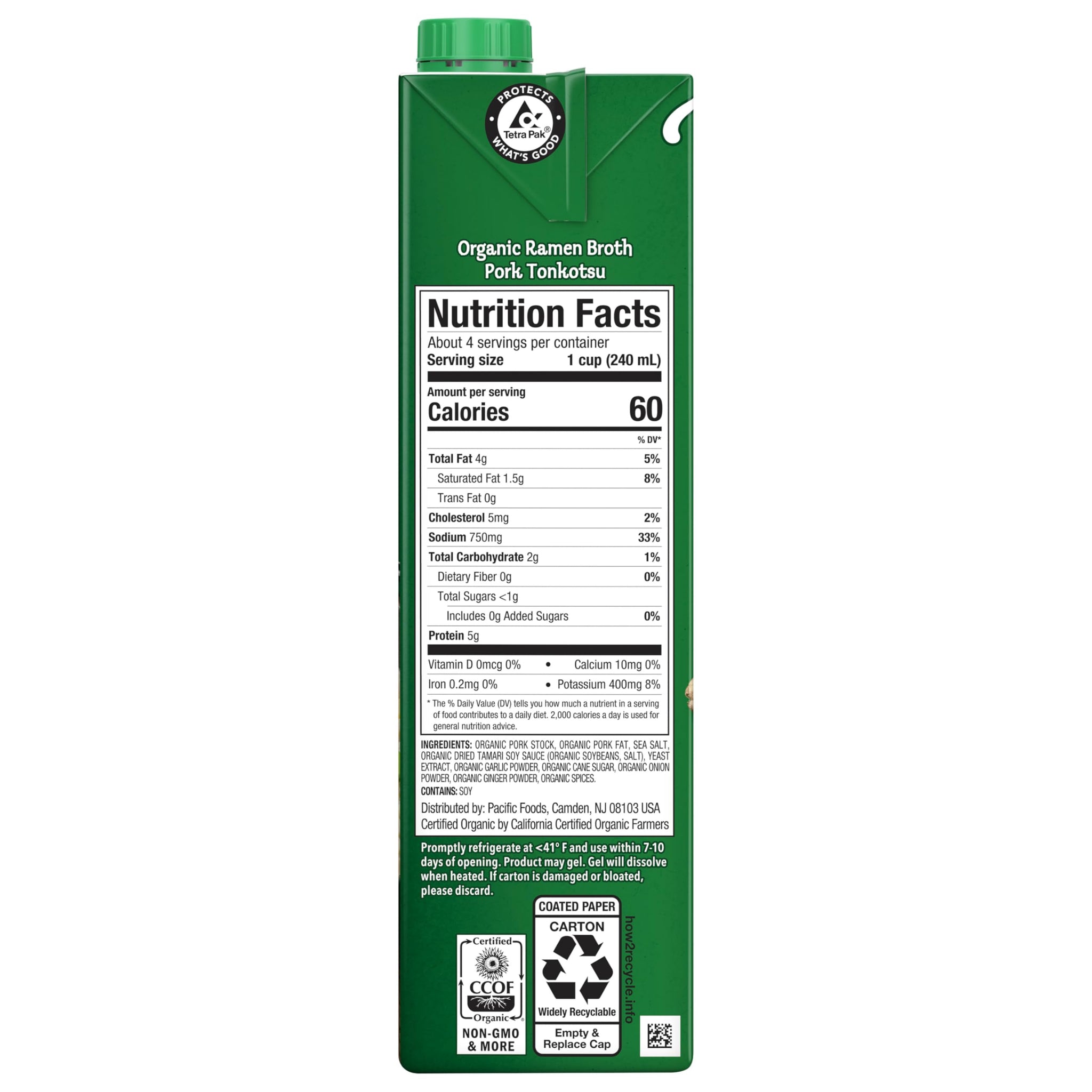 Pacific Foods Organic Pork Tonkotsu Ramen Broth, 32 Oz Carton
