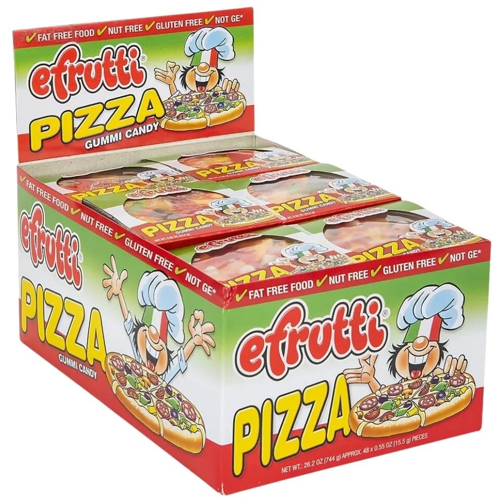Gummi Pizzas - 0.55 oz (Pack of 48) - Individually Boxed 5-Slice Fruity Gummies Fat & Nut Free - Perfect for Parties, Treat Bags & Halloween Classroom