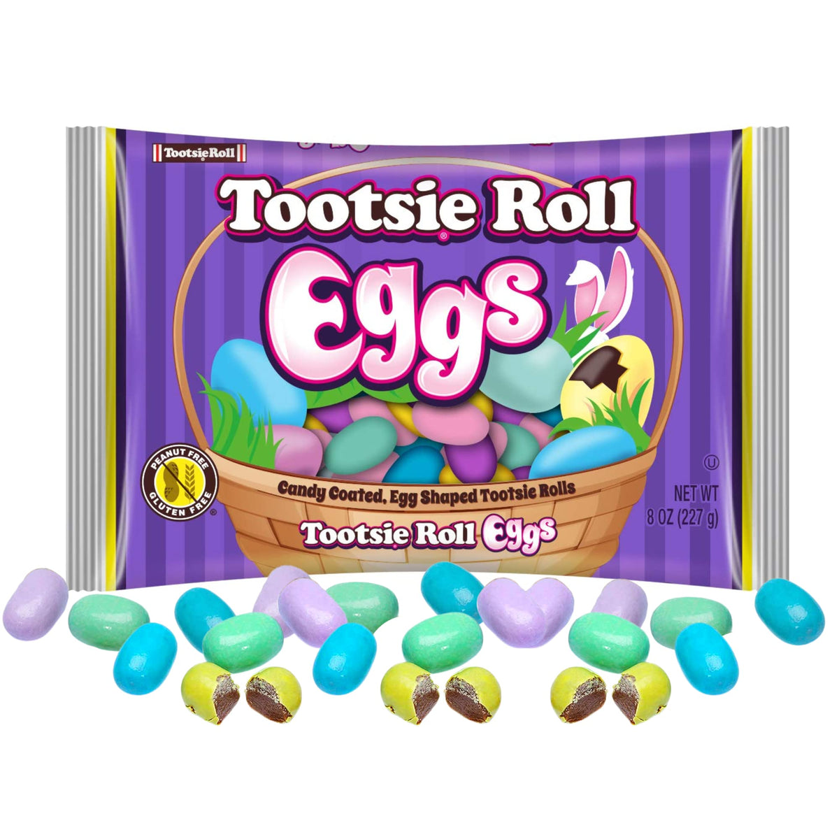 Candy Coated, Tootsie Roll Egg Shaped Candies, Perfect Easter Treats for Baskets or Hunts, 8 oz Bag
