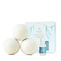 Thymes Wool Dryer Balls Set - Includes 3 Wool Laundry Balls + 1 Scented Laundry Fragrance Oil for Dryer - Eliminate Wrinkles, Static & Lint (Washed