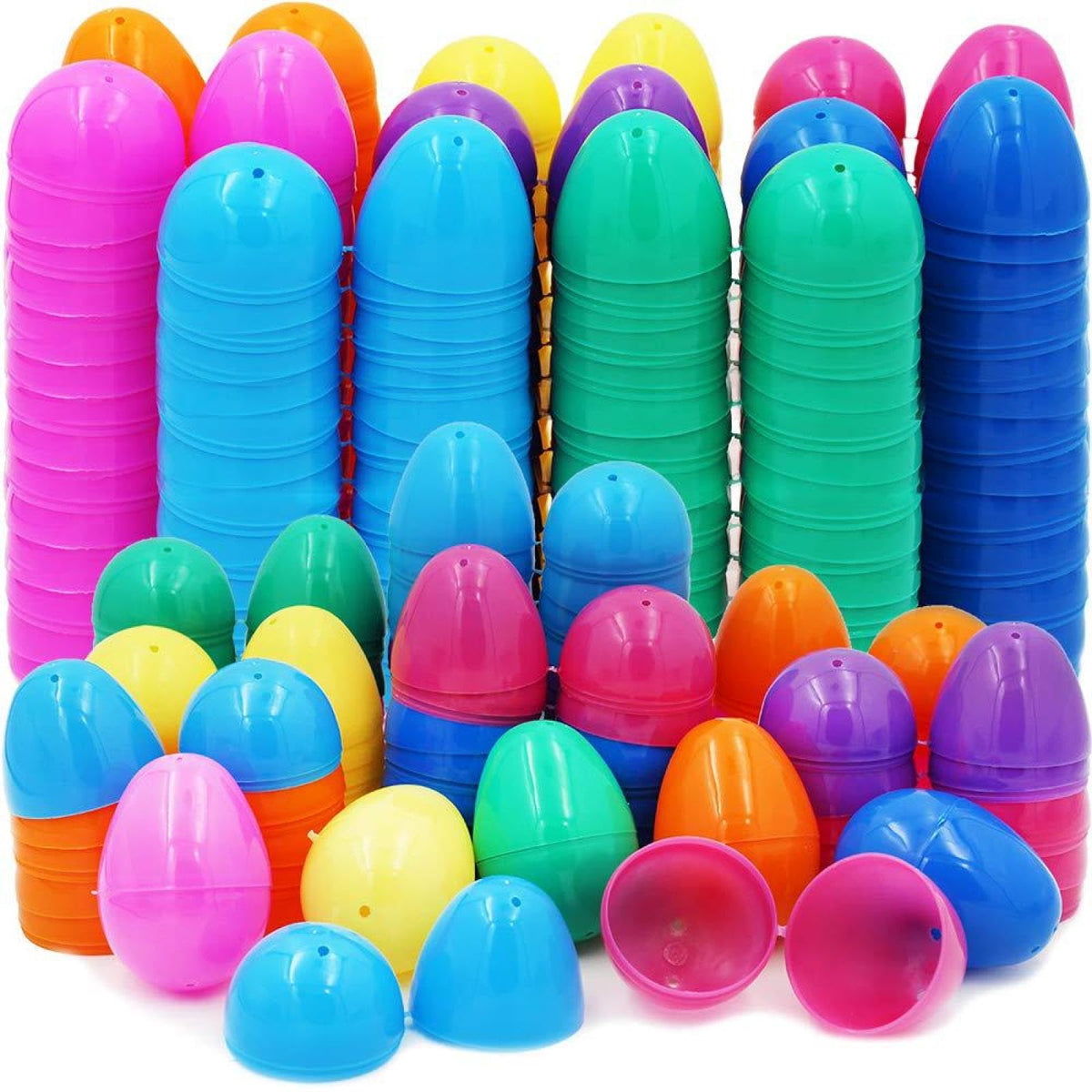 XUNPENG 100 Easter Eggs, Plastic Raffle eggshells, Open Eggs, gacha Eggs, 2.36 * 1.77 inches