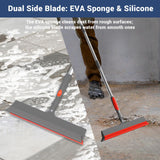 FibreDeep Floor Squeegee for Concrete Floor, 15.8" Large Heavy Duty Squeegee for Floor with 60" Adjustable Handle, 2-in-1 Silicone & EVA Blade