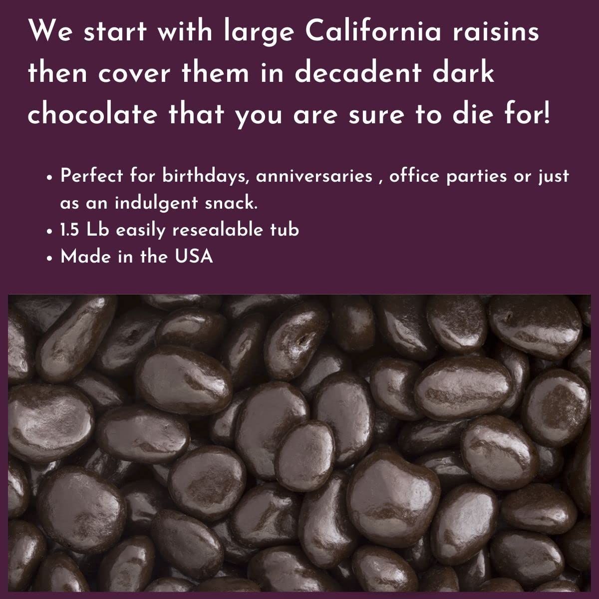 WinCrest Dark Chocolate Covered Raisins (3.5 Lb Tub)