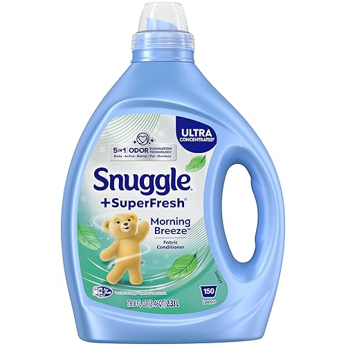 Snuggle SuperFresh Fabric Softener Liquid, Ultra Concentrated, 78.8 Oz, 150 Medium Loads, Morning Breeze Fabric Conditioner, Lasting Scent, Fights