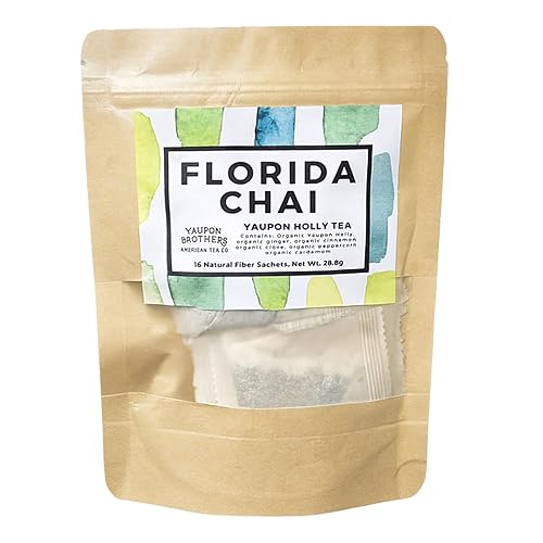 Yaupon Brothers Chai Yaupon Tea - 16 Eco-Friendly Yaupon Chai Tea Bags Crafted from Organic Ingredients & Antioxidant Rich Yaupon Tea Leaves - Perfect