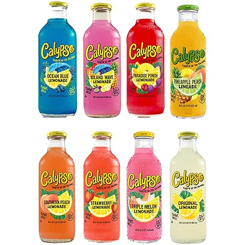 BeeQ Box - (Pack of 8) Variety Calypso Lemonade , 8 Differnt Flavors : Original Lemonade , Island Wave , Paradise Punch , Ocean Blue , Southern Peach