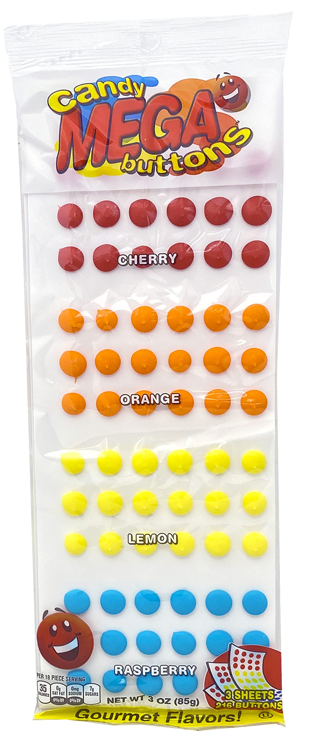 Stichler Mega Candy Buttons Retro Candy Pack of 3, 648 Buttons Total