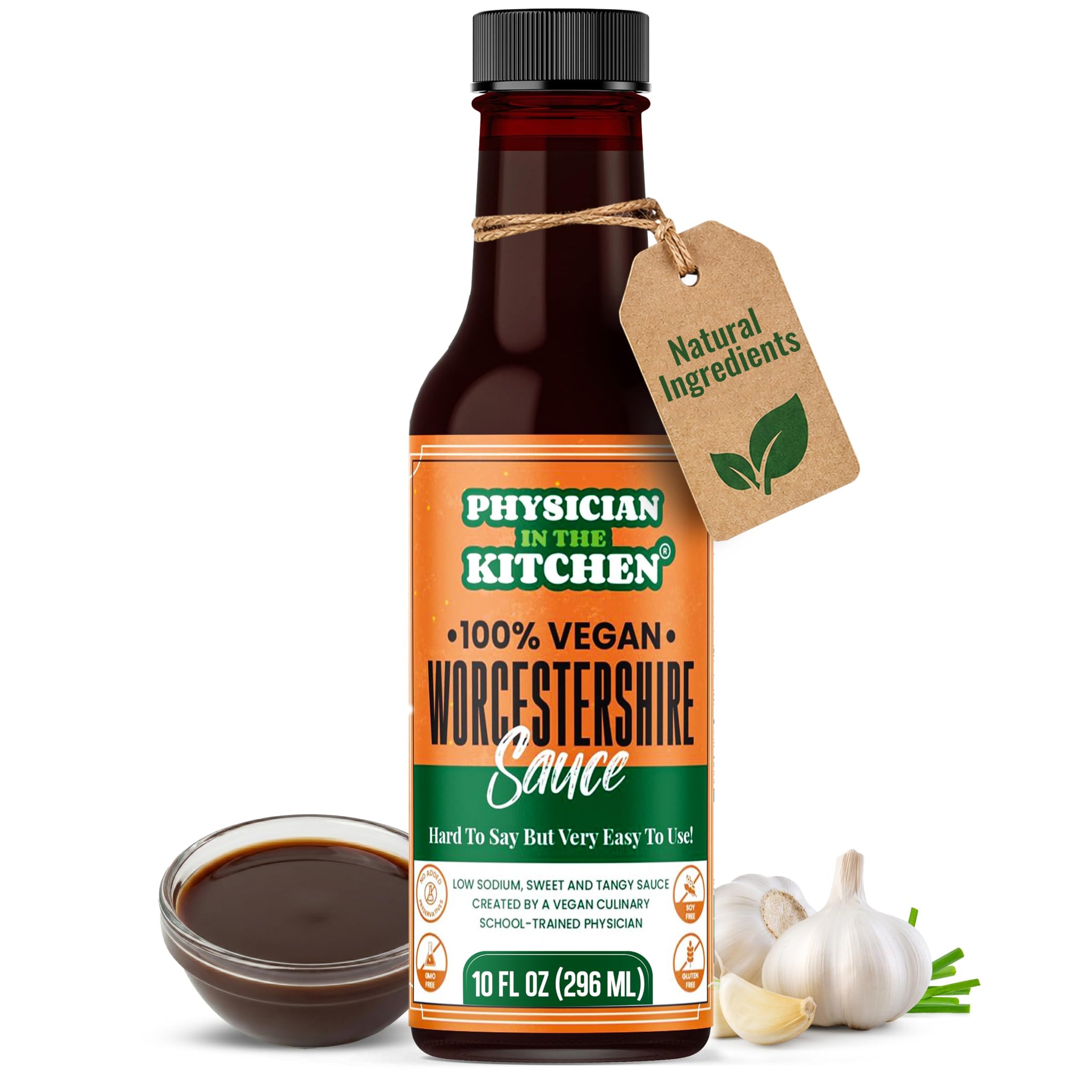 Physician in the Kitchen Vegan Worcestershire Sauce,10oz, Natural, No Gums