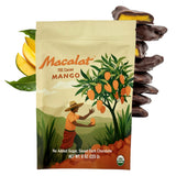 MACALAT Sugar Free Dark Chocolate Covered Mango Slices, 70% Cacao, Organic