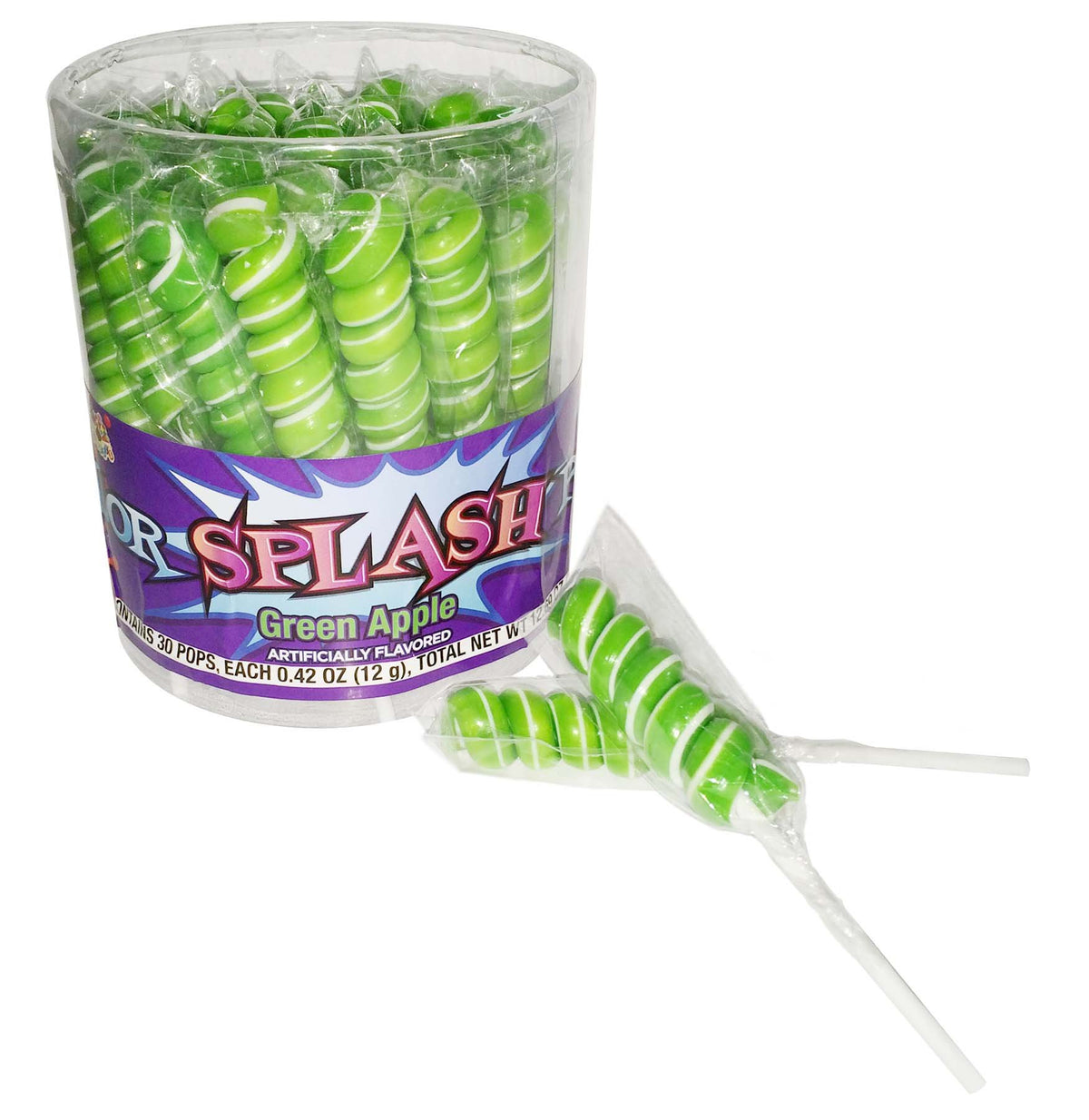COLORSPLASH LOLLIPOPS Jar, Green Apple, 12.69 oz, 30 Pops