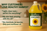 Healthy Harvest Non-GMO Sunflower Oil - Healthy Cooking Oil for Cooking, Baking, Frying & More - Naturally Processed to Retain Natural Antioxidants {One Gallon}