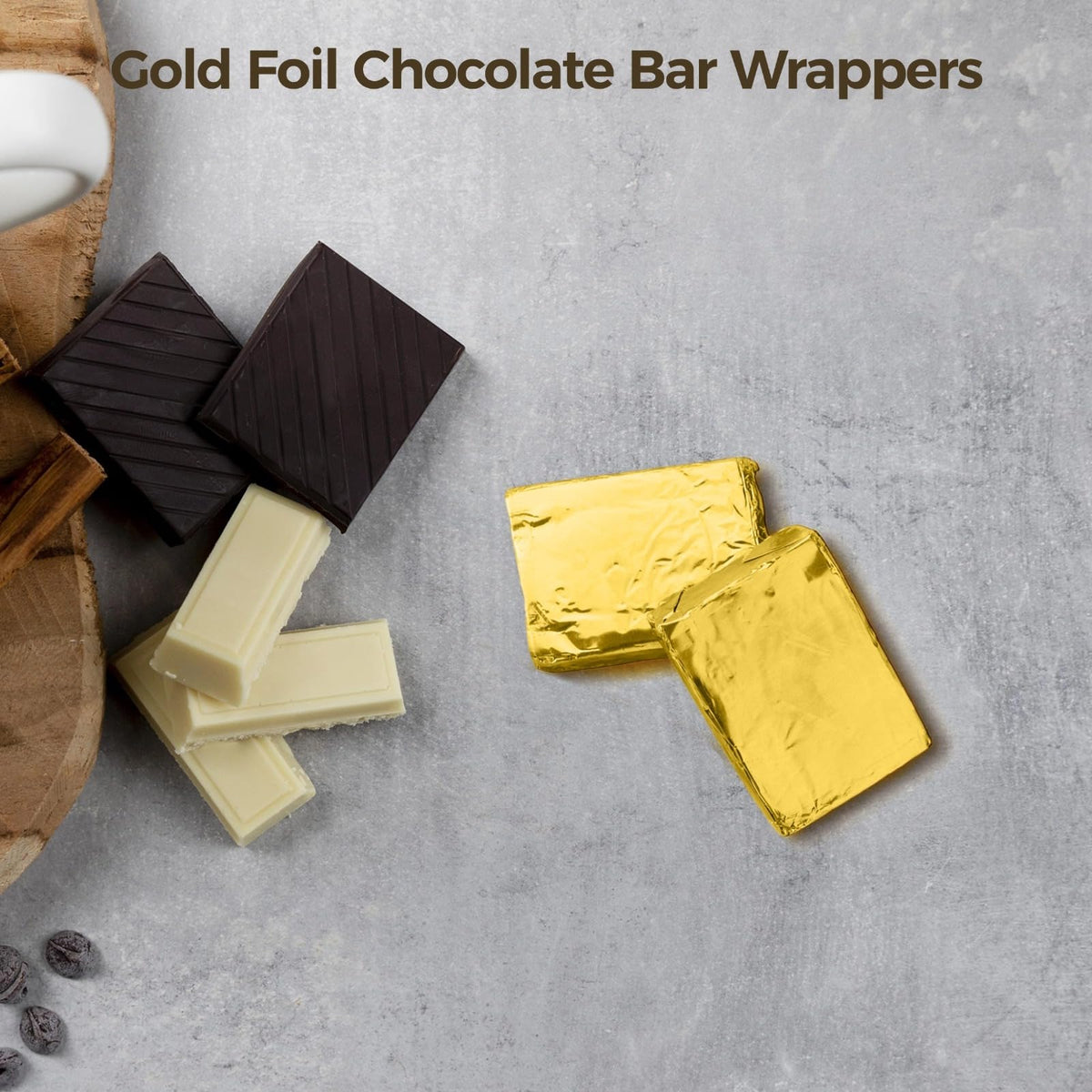 200 Gold Foil Wrappers For Chocolates, Shiny Sheets For Elegant Packaging, Ideal For Gifts And Events