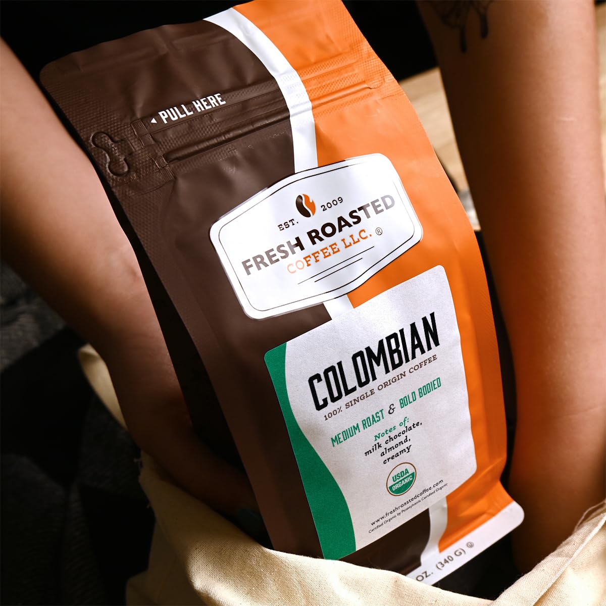 Fresh Roasted Coffee, Organic Colombian Drip Ground Coffee, Medium Roast, USDA Organic, 100% Single Origin, Kosher, 12 oz