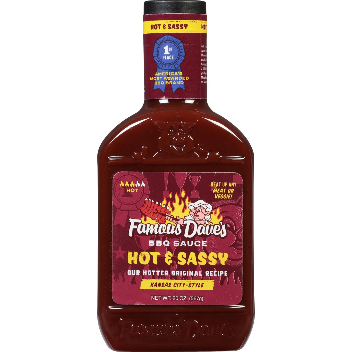 Famous Dave's - 1 pck, Hot & Sassy BBQ Sauce (20 oz.)
