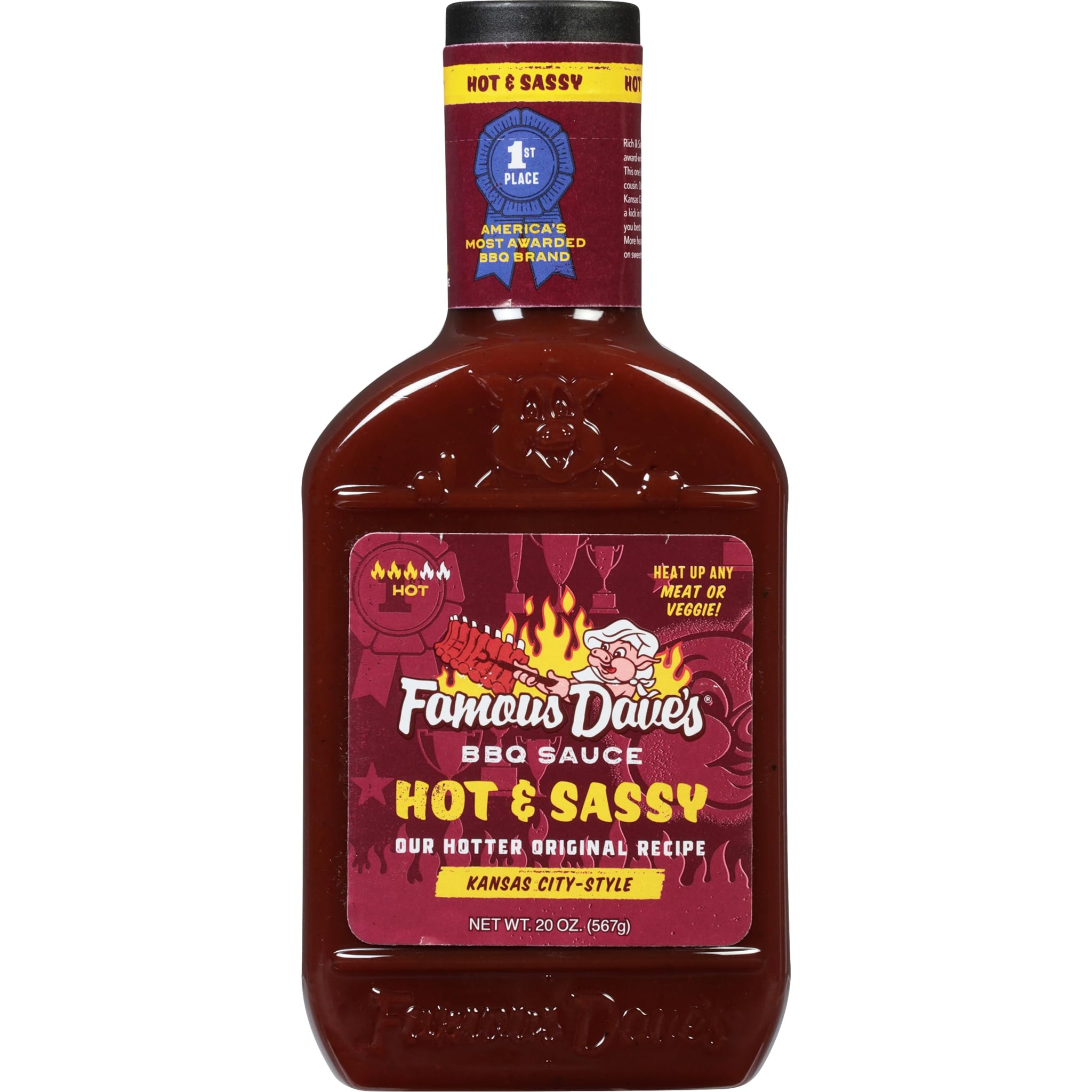 Famous Dave's - 1 pck, Hot & Sassy BBQ Sauce (20 oz.)