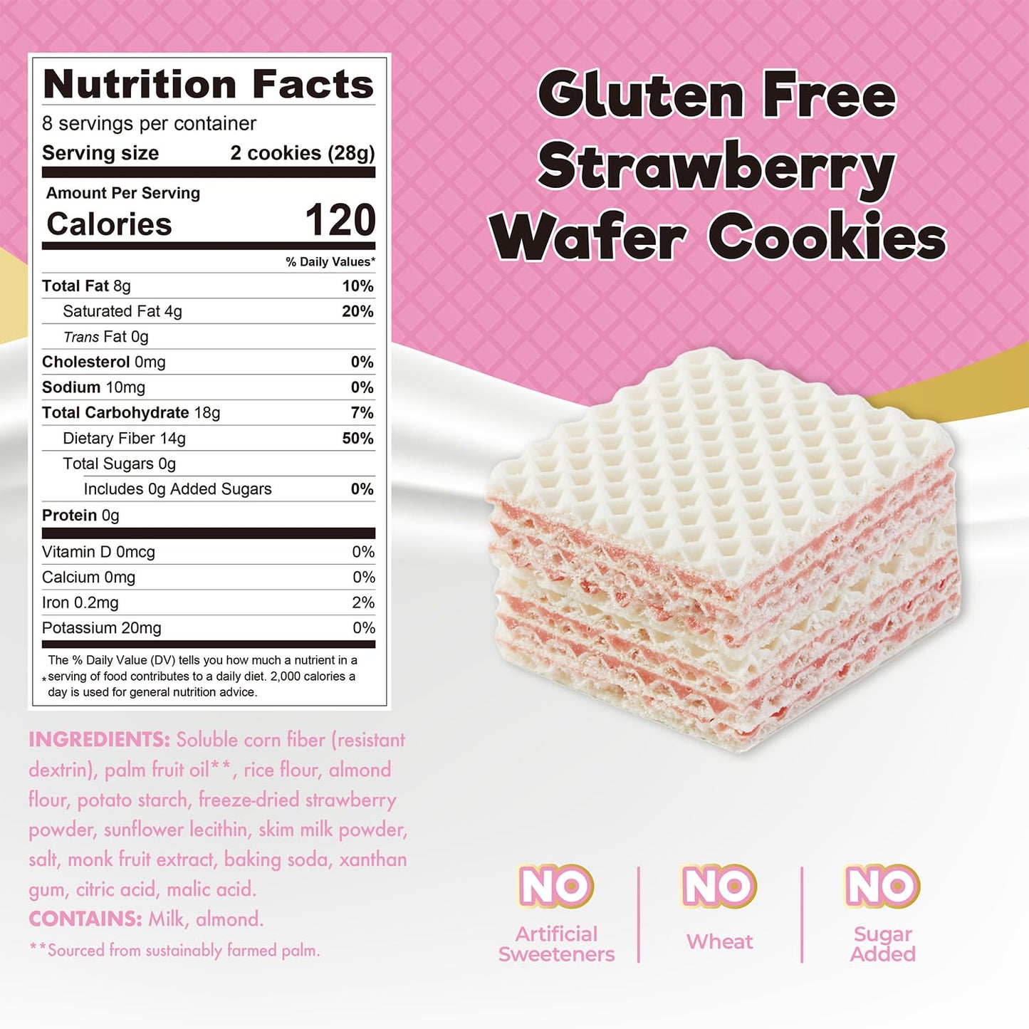 ChocZero Strawberry Wafer Cookies - Sugar Free, Keto Friendly, Low Carb Cookies with No Sugar Alcohols, Gluten Free & Individually Wrapped - 8 oz Box