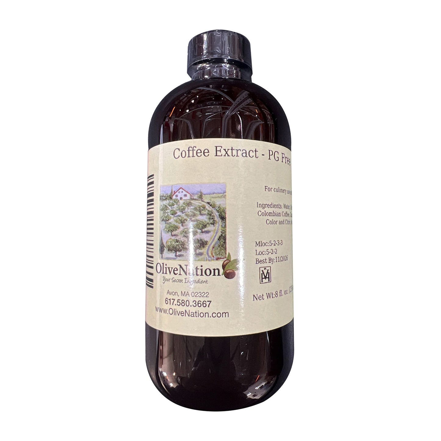 OliveNation Coffee Extract Flavoring, Columbian Coffee Baking Flavor for Cakes, Frosting, Filling, Beverages, Non-GMO, Gluten Free, Kosher, Vegan - 8